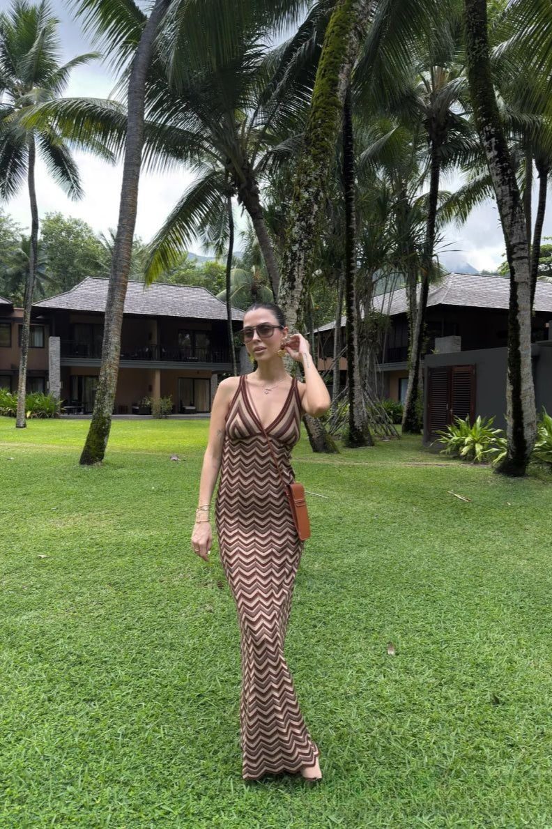 Striped Color Block Cami Maxi Dress