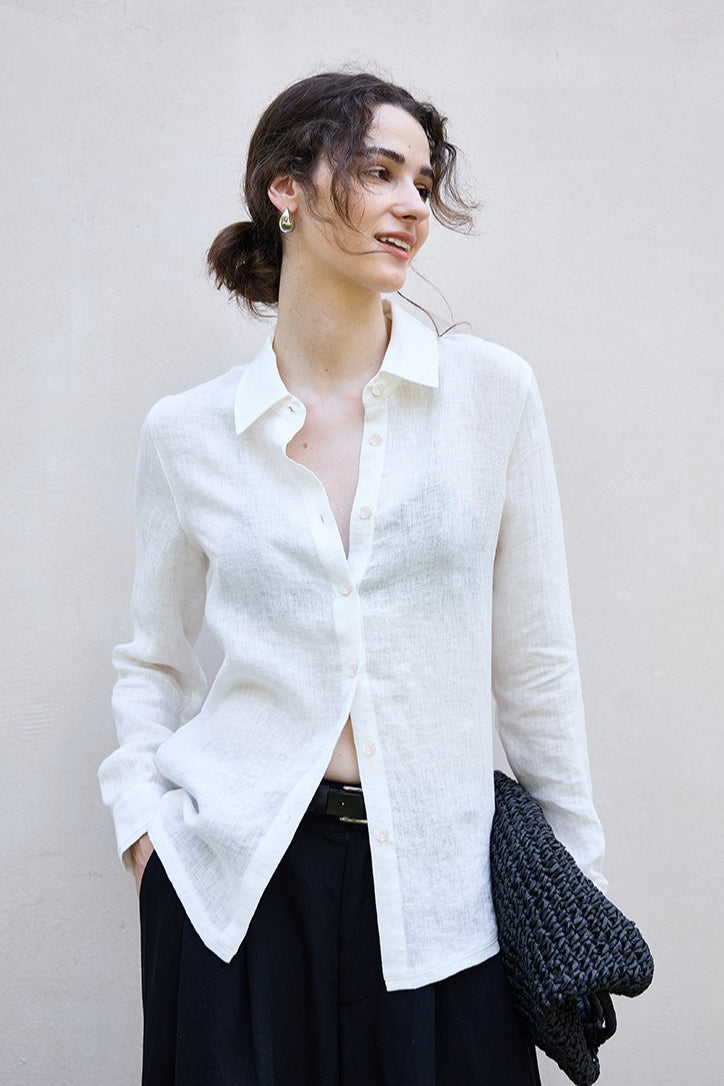 Minimalist Sheer Linen Blouse