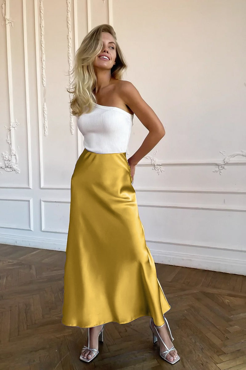 Satin Fishtail Maxi Skirt