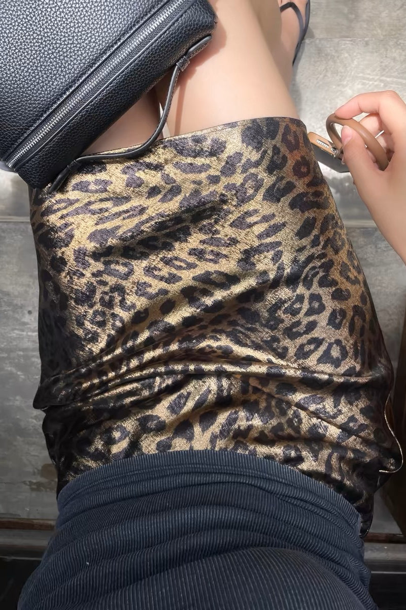 Luxe Leopard Print A-line Skirt