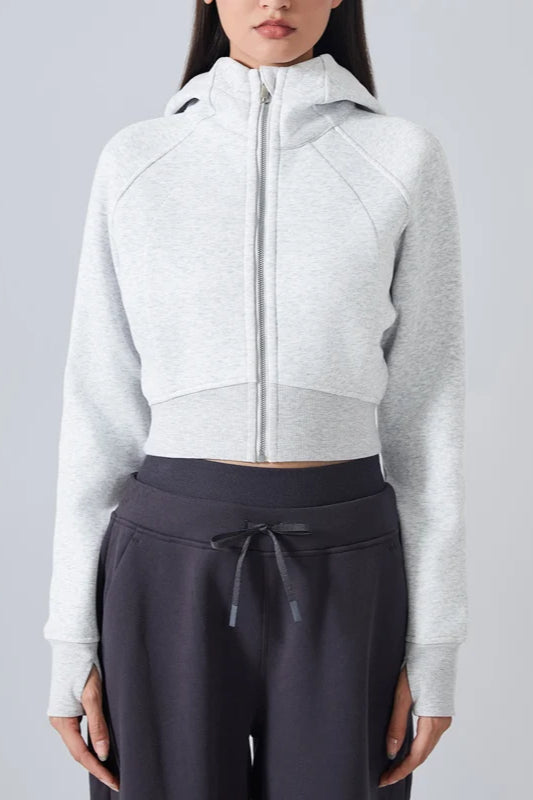 Cropped Fleece Workout Jacket