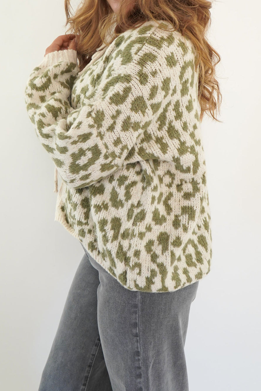 Leopard Print Tie-Front Cardigan for Stylish Comfort