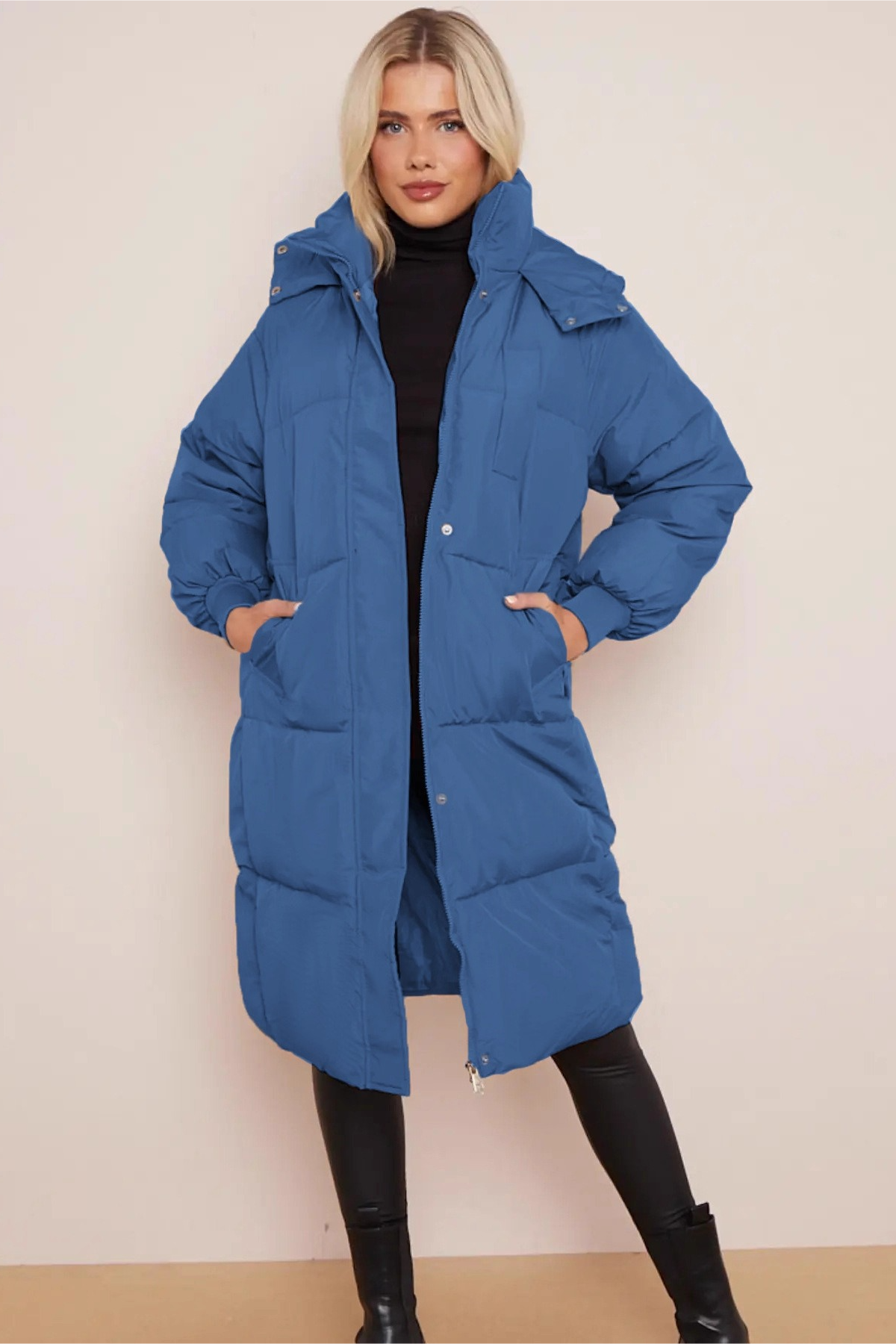 Thick Padded Hooded Mid-Length Winter Overcoat - Fashionpara