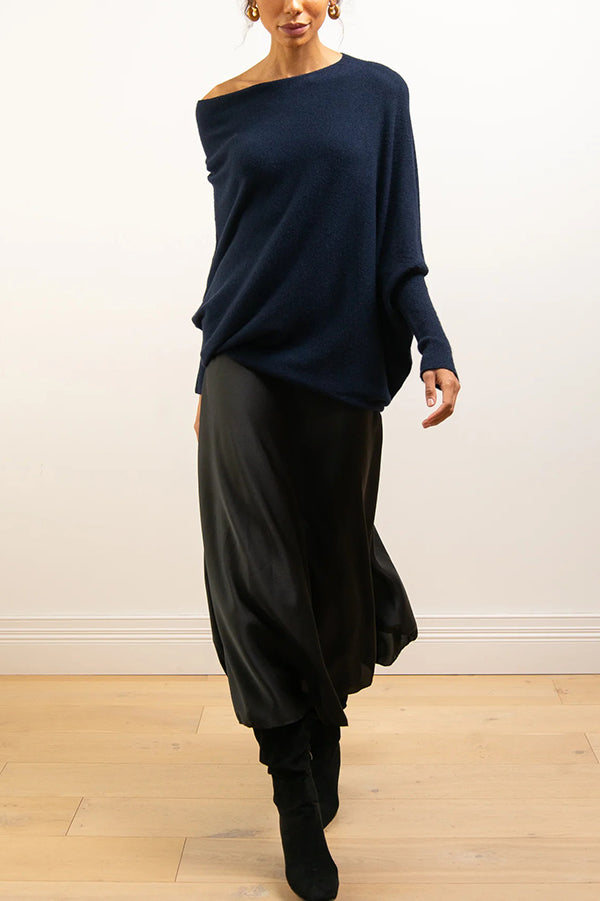 Chic Solid Color Round Neck Long Sleeve Knitted Sweater