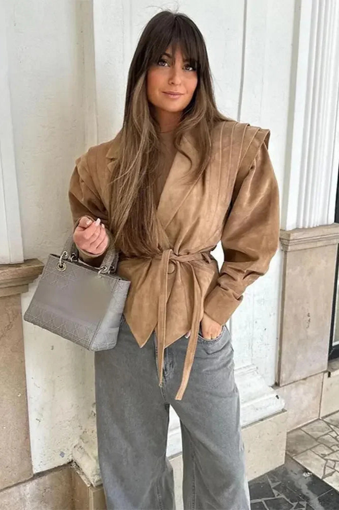 Chic Tie Waist Short Coat for Stylish Layering and Comfort