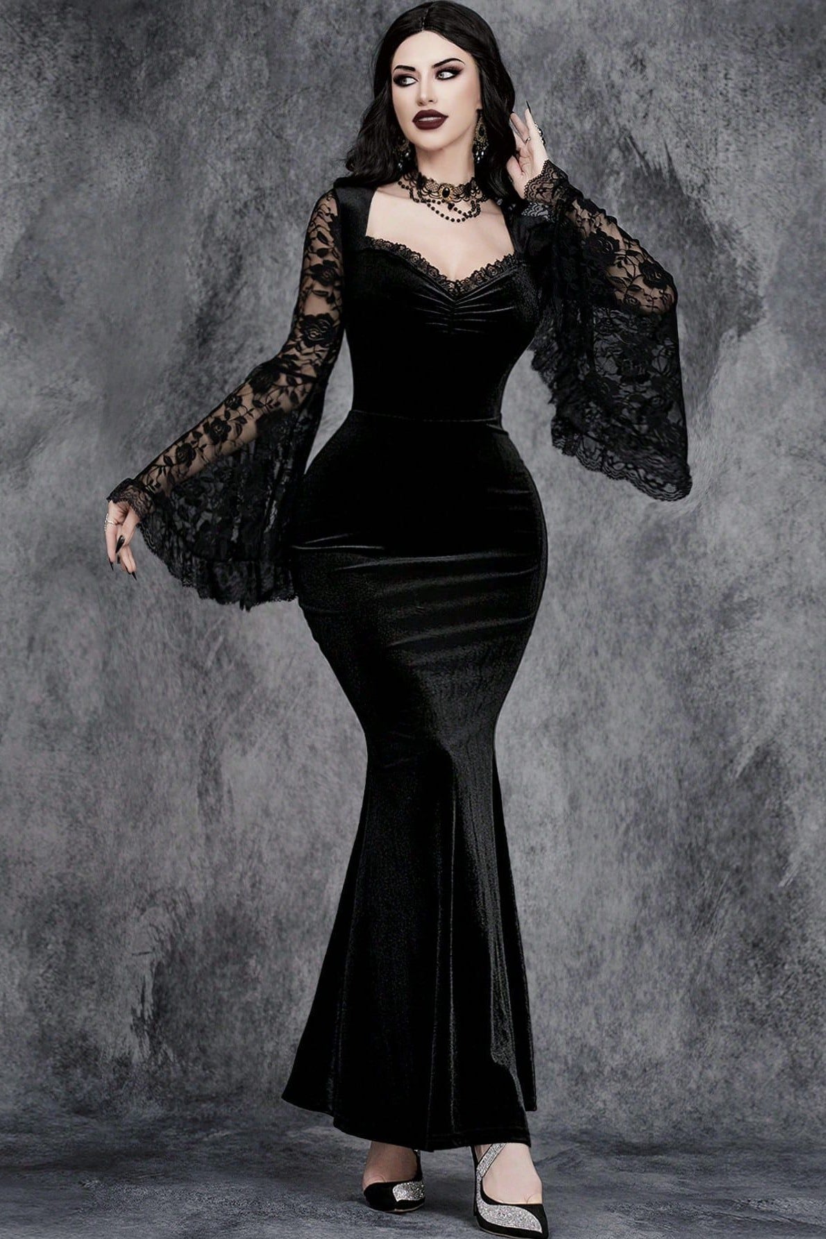 Flare Sleeve Lace Gothic Dress