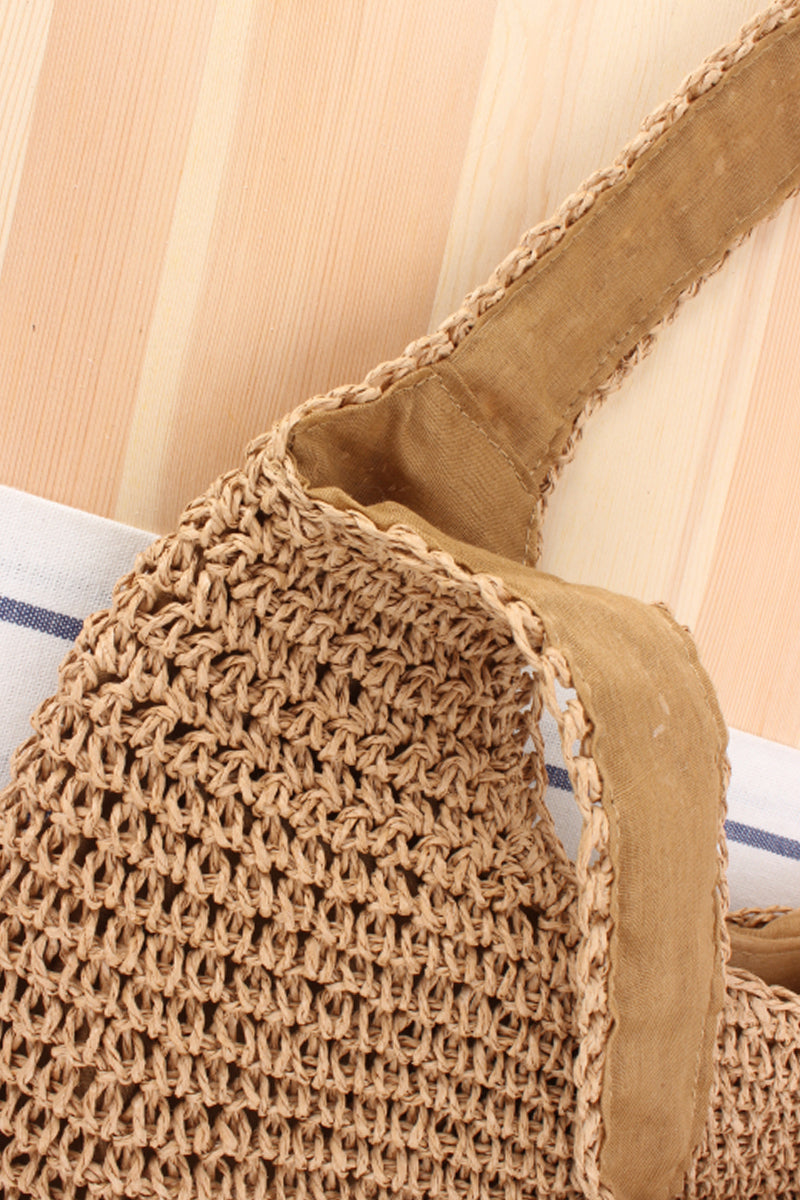 Casual Woven Straw Beach Bag with zipper - Fashionpara