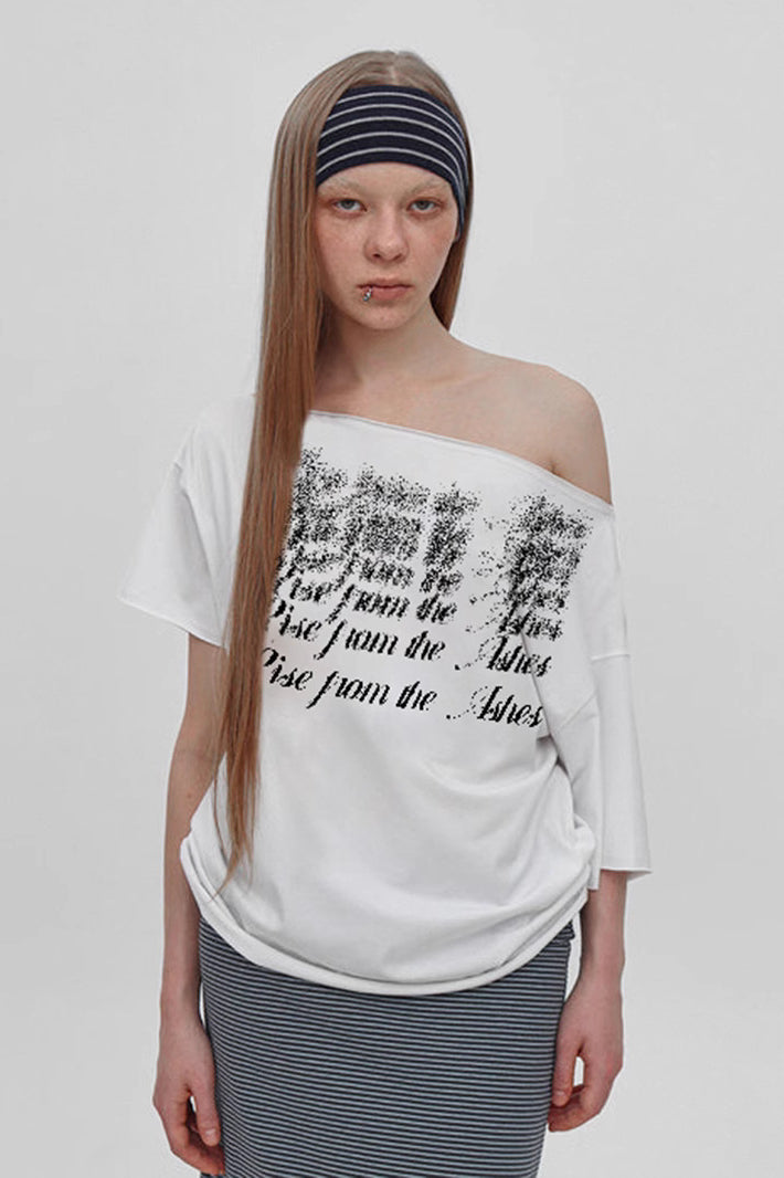 Asymmetric Printed Loose T-Shirt