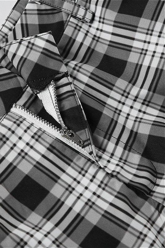 Vintage Plaid Wide Leg Cargo Pants