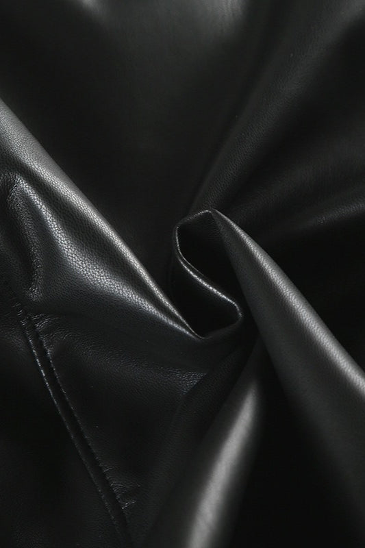 Fur Collar Panel Leather Jacket