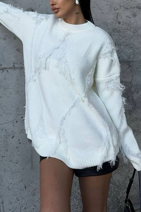 Chic Diamond Hollow Tassel Sweater for Effortless Style