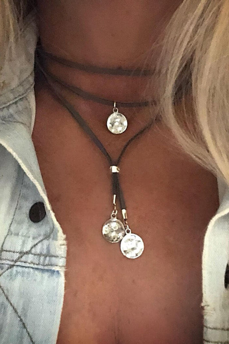 Vintage Disc Pendant Layered Necklace - Fashionpara