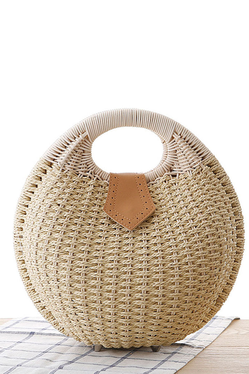 Cute Shell Shape Woven Straw Beach Handbag - Fashionpara