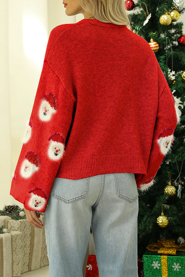 Lady Rin Christmas Print Crew Neck Long Sleeve Sweater