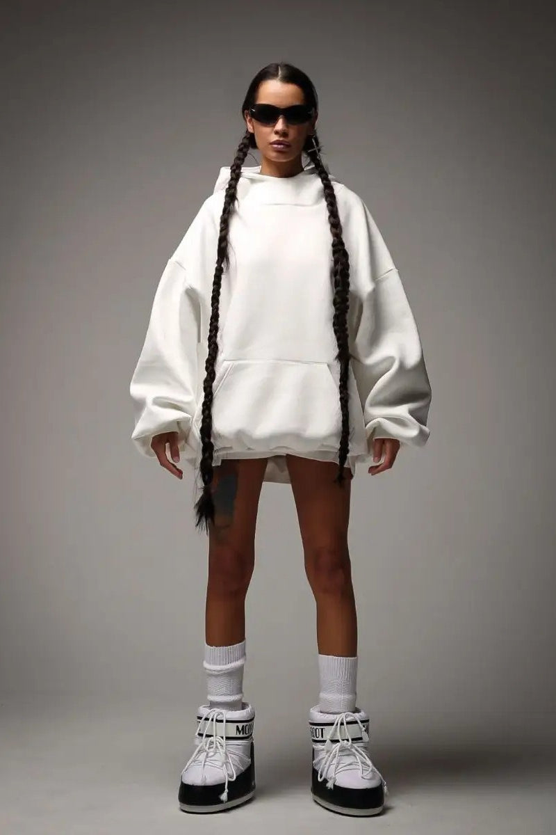 Oversized Hooded Sweatshirt with Back Print Hoodie - Fashionpara