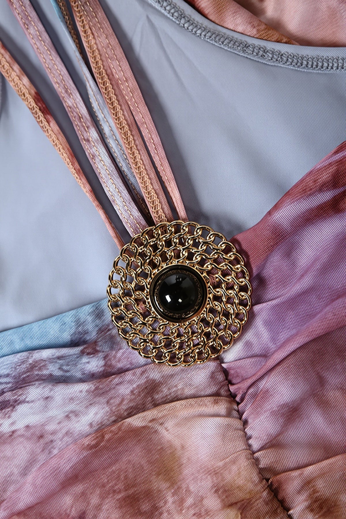 Tie Dye Open Back Strappy Slip Dress