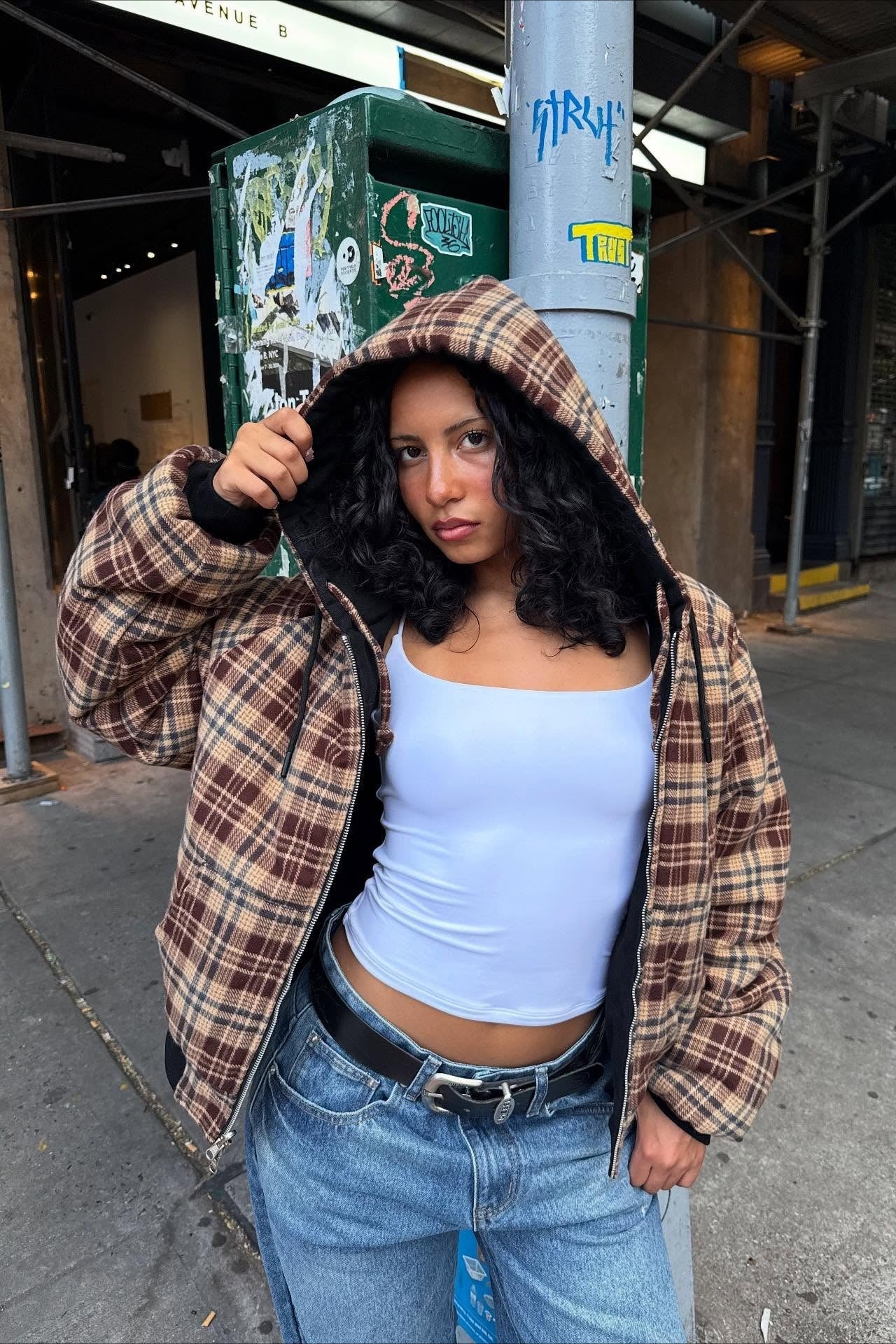 Checked Lined Reversible Fashion Hoodie