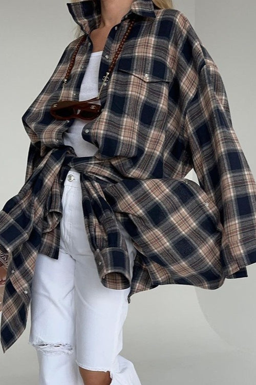 Boyfriend Style Plaid Shirt Blouse