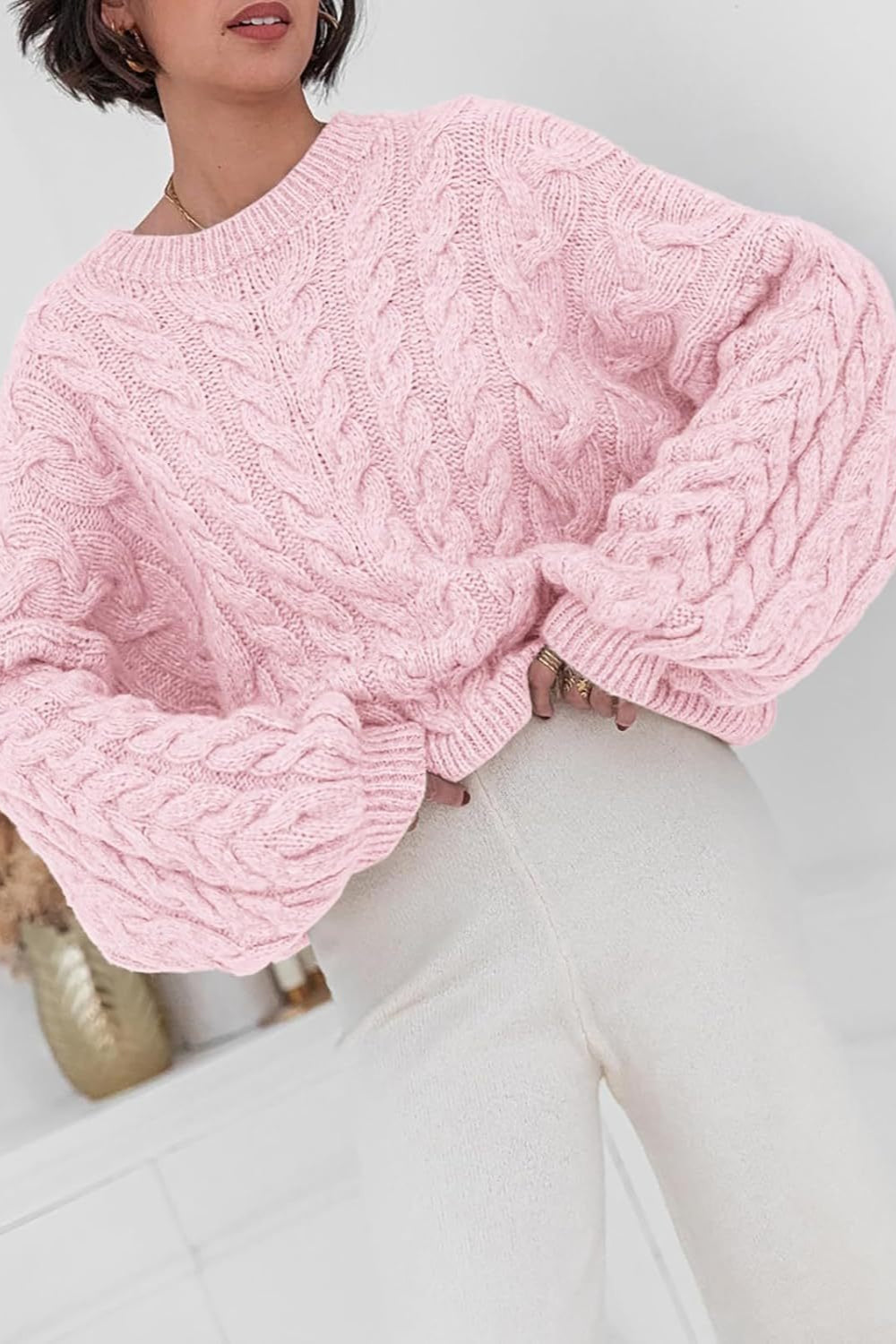 PrincessAce Vintage Chunky Knit Cable Sweater for Comfort