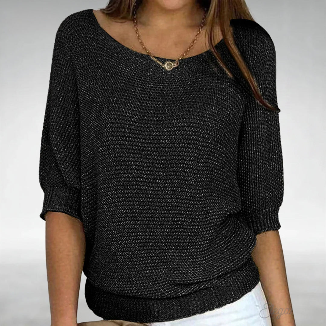 Boat Neck Dolman Short Sleeve Knit Sweater 6