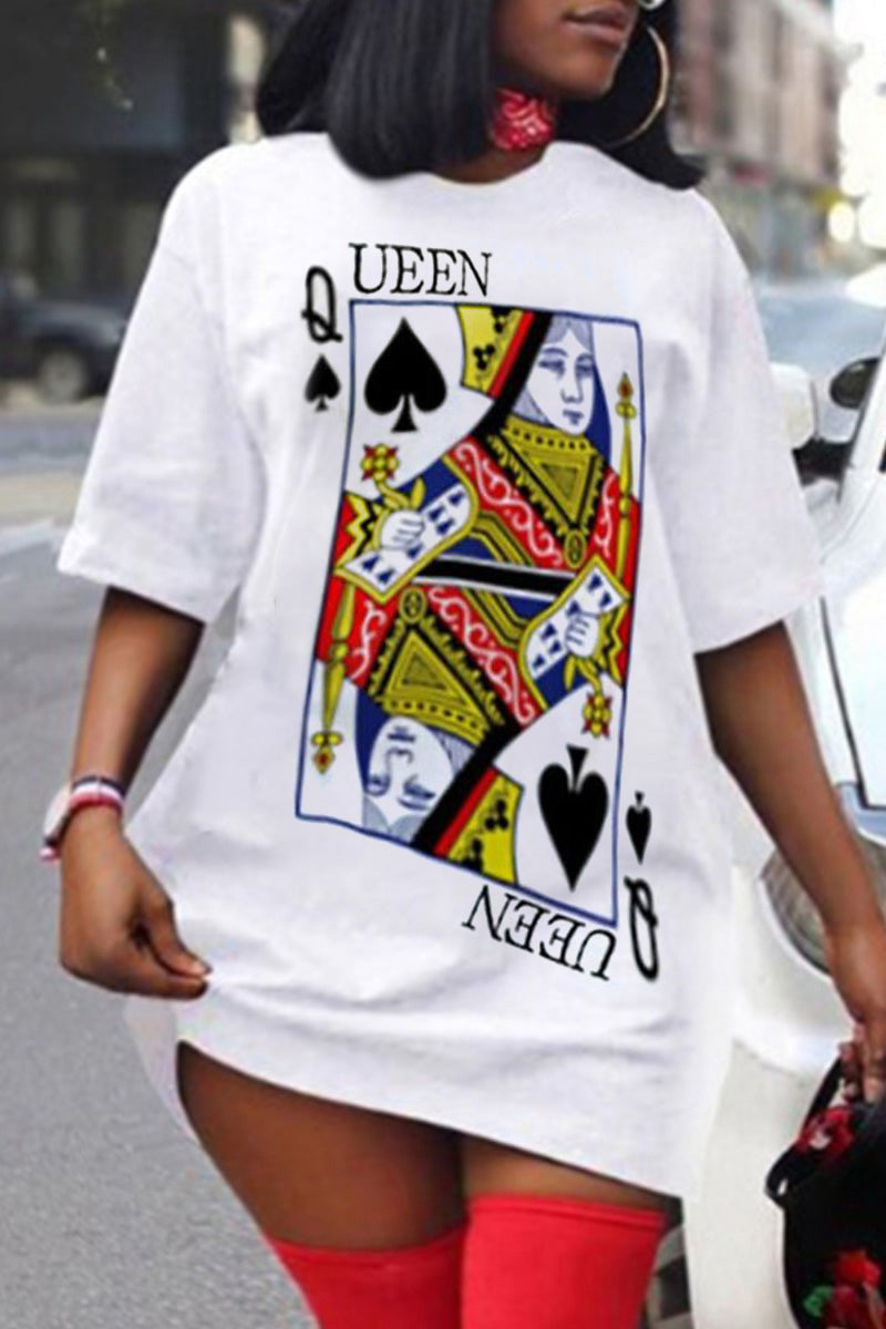 Plus Size Letter Print Short Sleeve Casual Mini Dress  Fashionpara