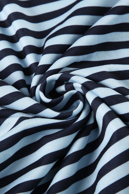 Color Block Striped V Neck Loose Knit Long Sleeve Blouse