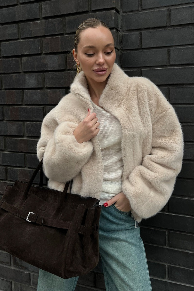 Cozy Plush High Neck Coat