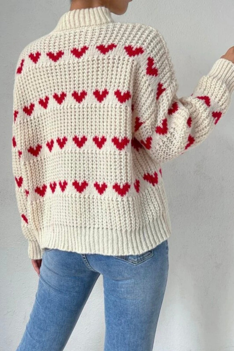 Heart Jacquard Knit Sweater