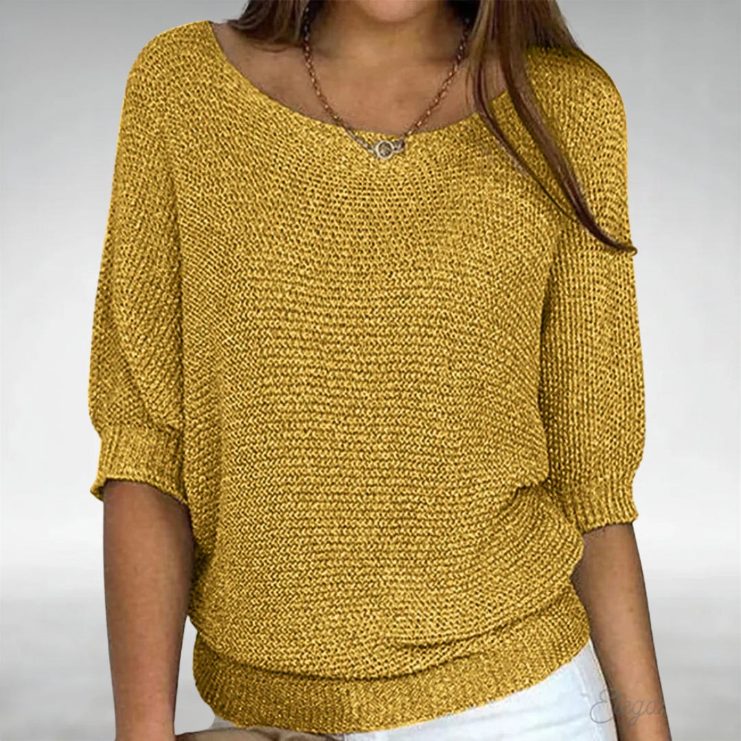 Boat Neck Dolman Short Sleeve Knit Sweater 8