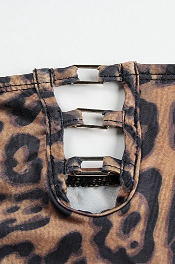 Strapless Leopard Ruched Bodycon Mini Dress