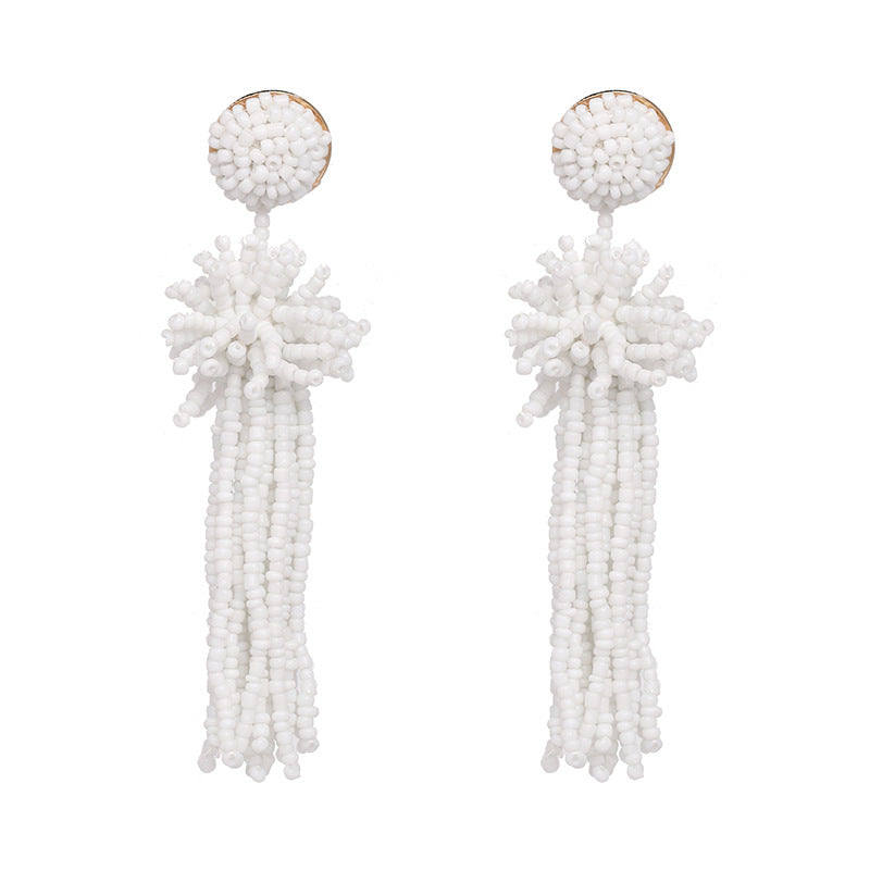 Millet Beaded Tassel Earrings
