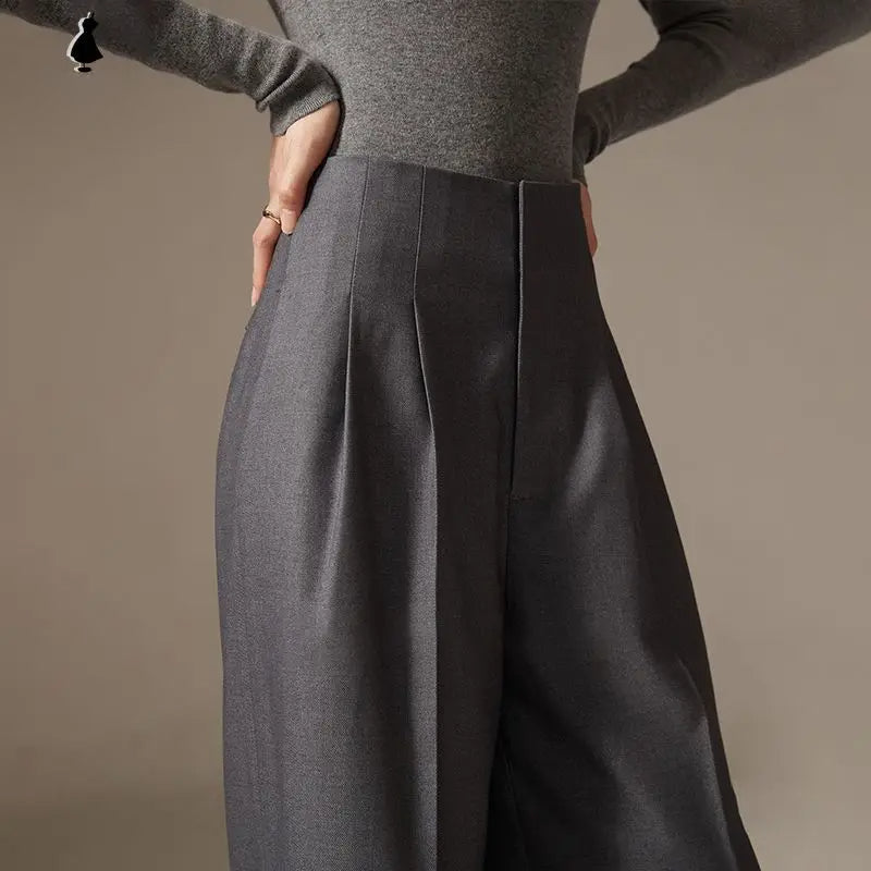 Draped Tight Waist Wide Leg Pant