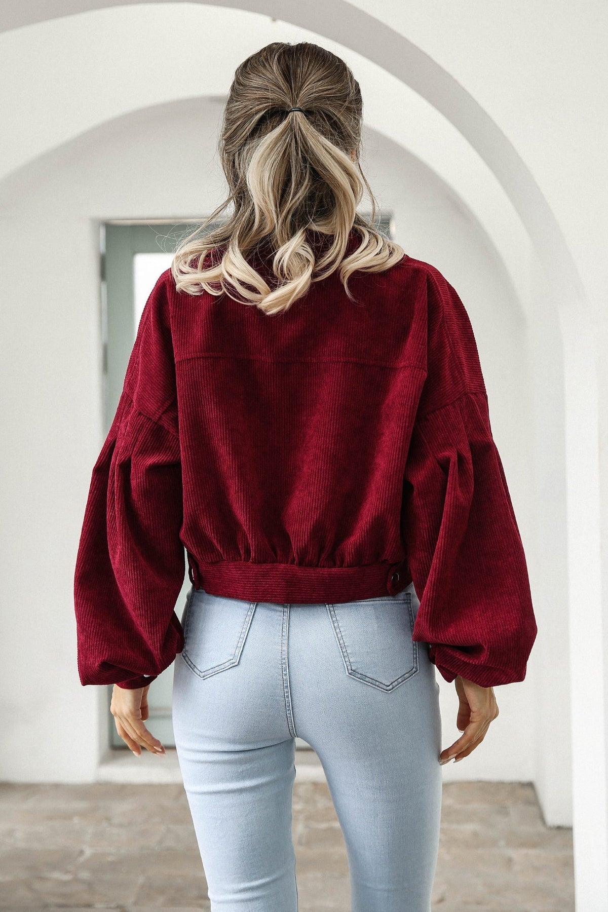 Button Up Corduroy Short Jacket