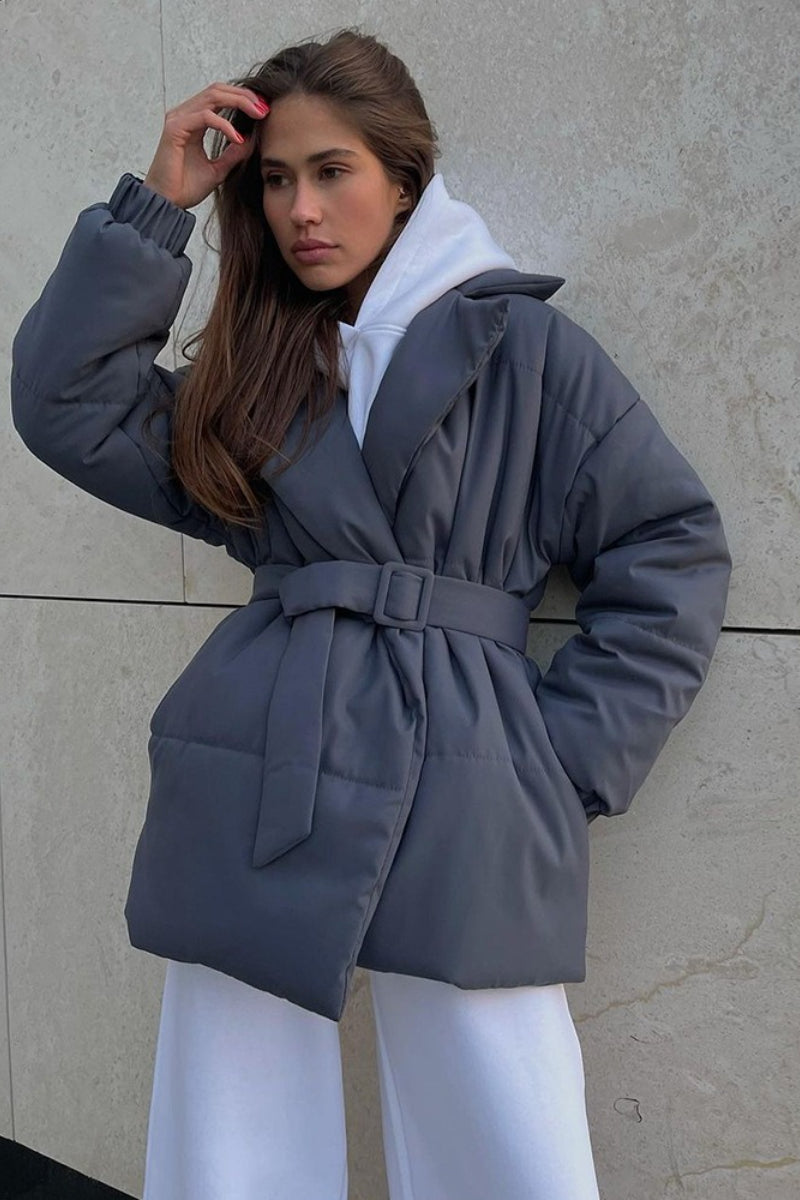 Solid Color Slim Fit Cotton Coat
