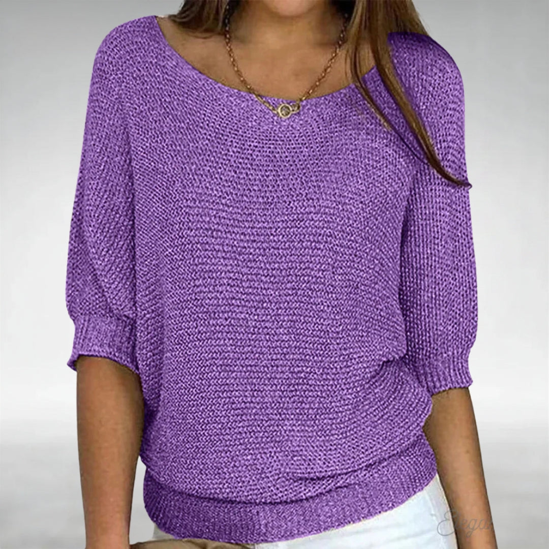 Boat Neck Dolman Short Sleeve Knit Sweater 9