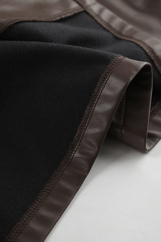 Chic Brown PU Crop Coat for Effortless Everyday Style