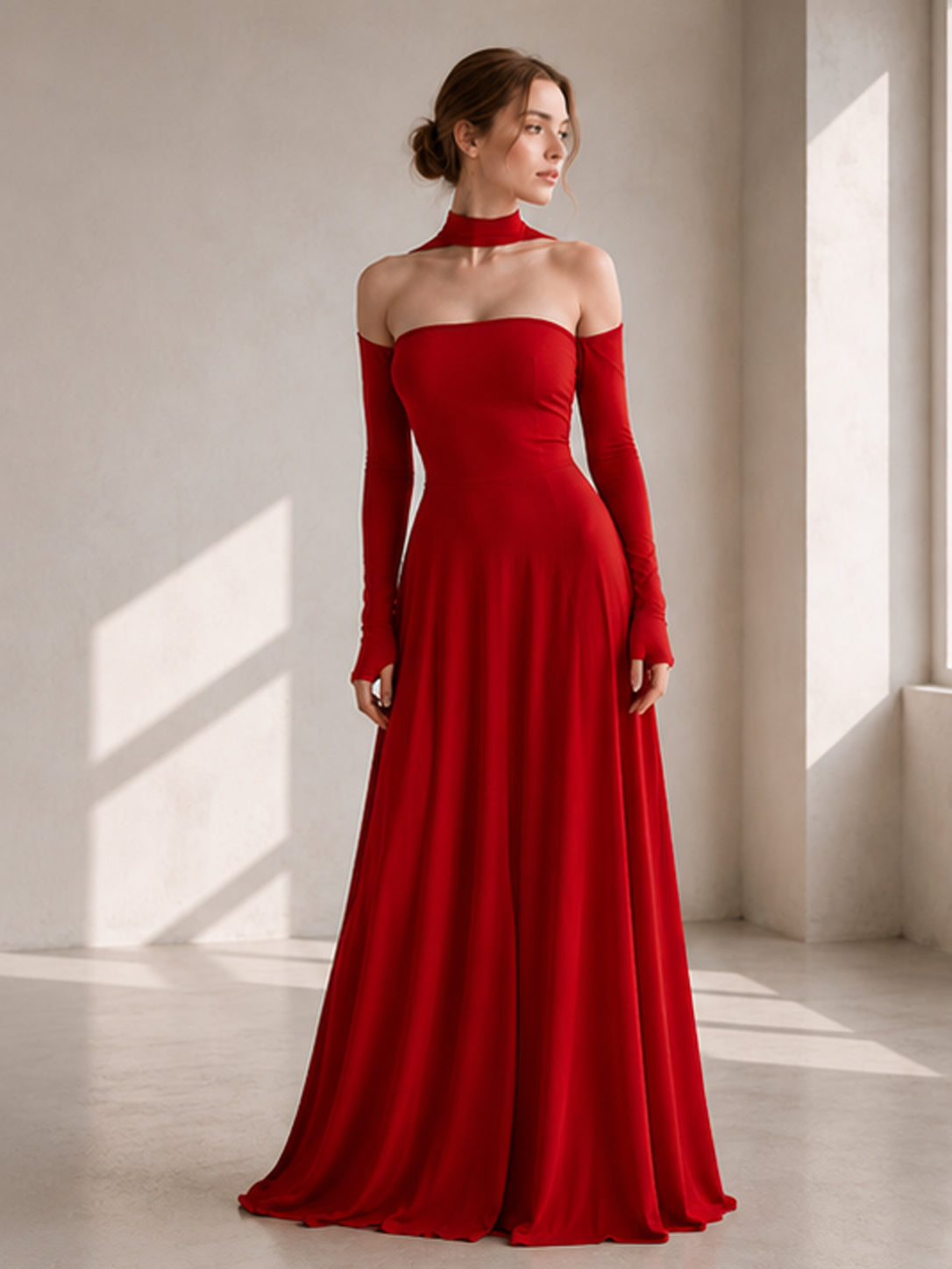 One Shoulder Ruched High Split Satin Maxi Dress 3