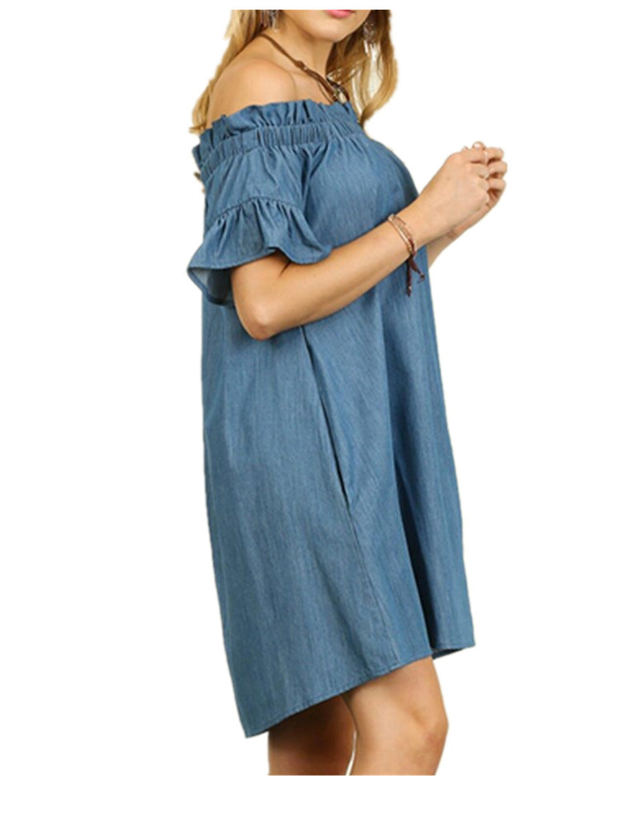 Booth Cotton Pocketed Puff Sleeve Dress - Fashionpara