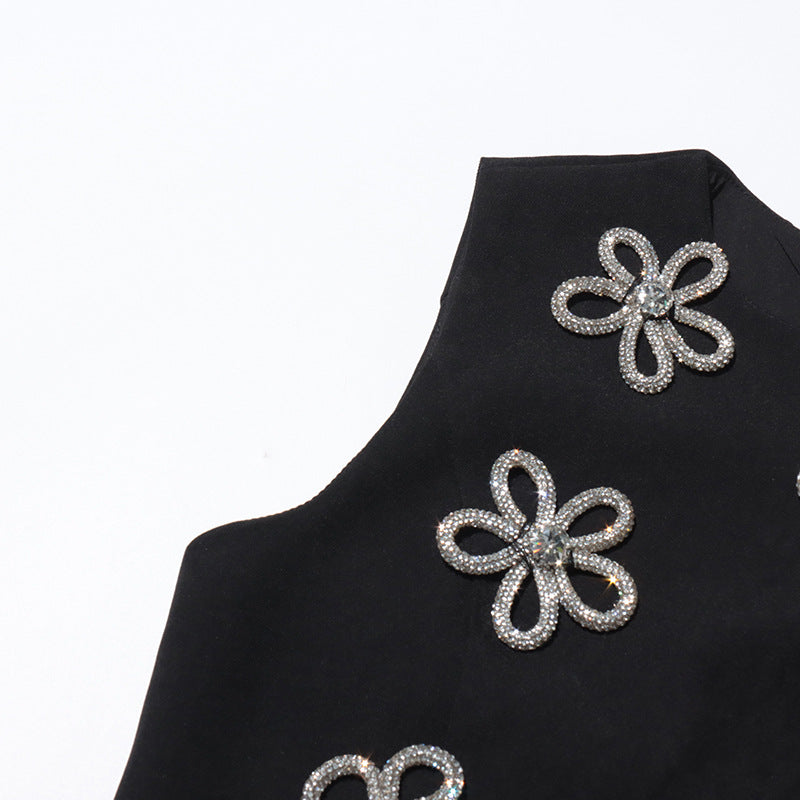 Metallic Floral Appliqué Crew Neck Sleeveless Shift Mini Dress - View 5