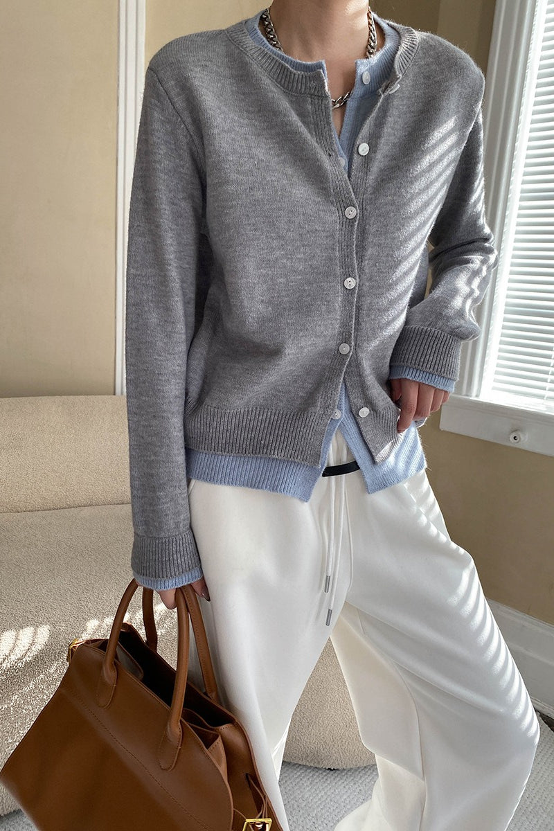 Contrast Panel Layering Cardigan