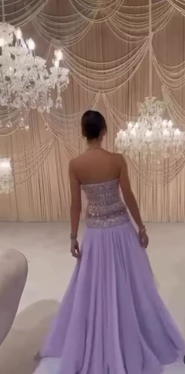 Lilac Strapless Long Prom Dresses Party Dress 20th Birthday Outfits - Fashionpara