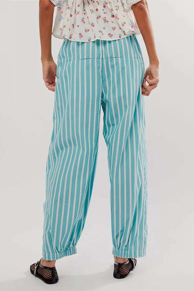 Striped Print Loose Casual Elastic Waist Pant