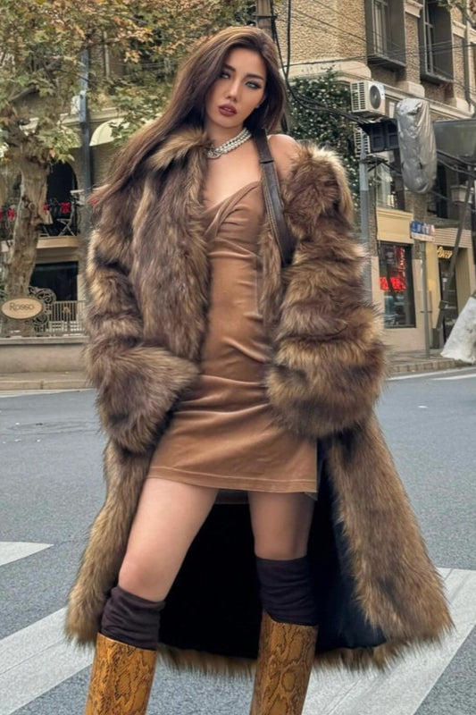 Spicy Girl Faux Fox Fur Thick Warm Oversized Coat