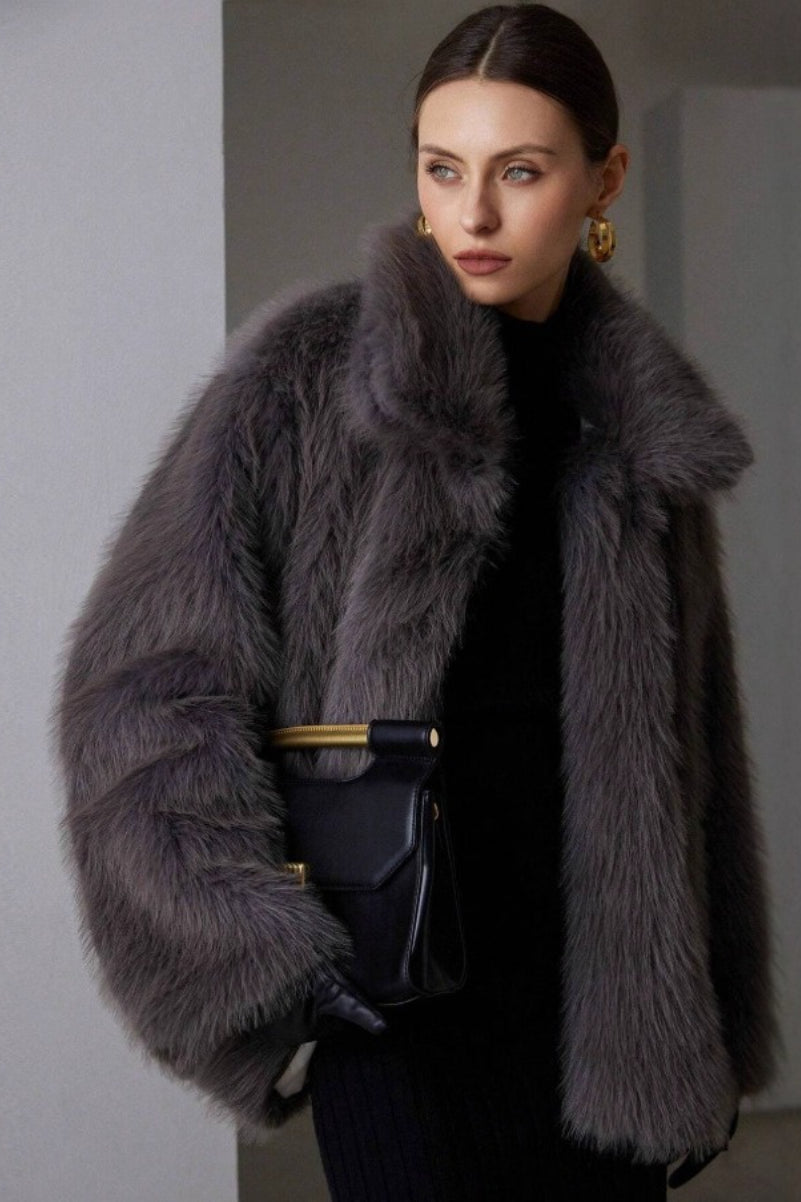 Luxe Solid Faux Fur Winter Coat - Fashionpara