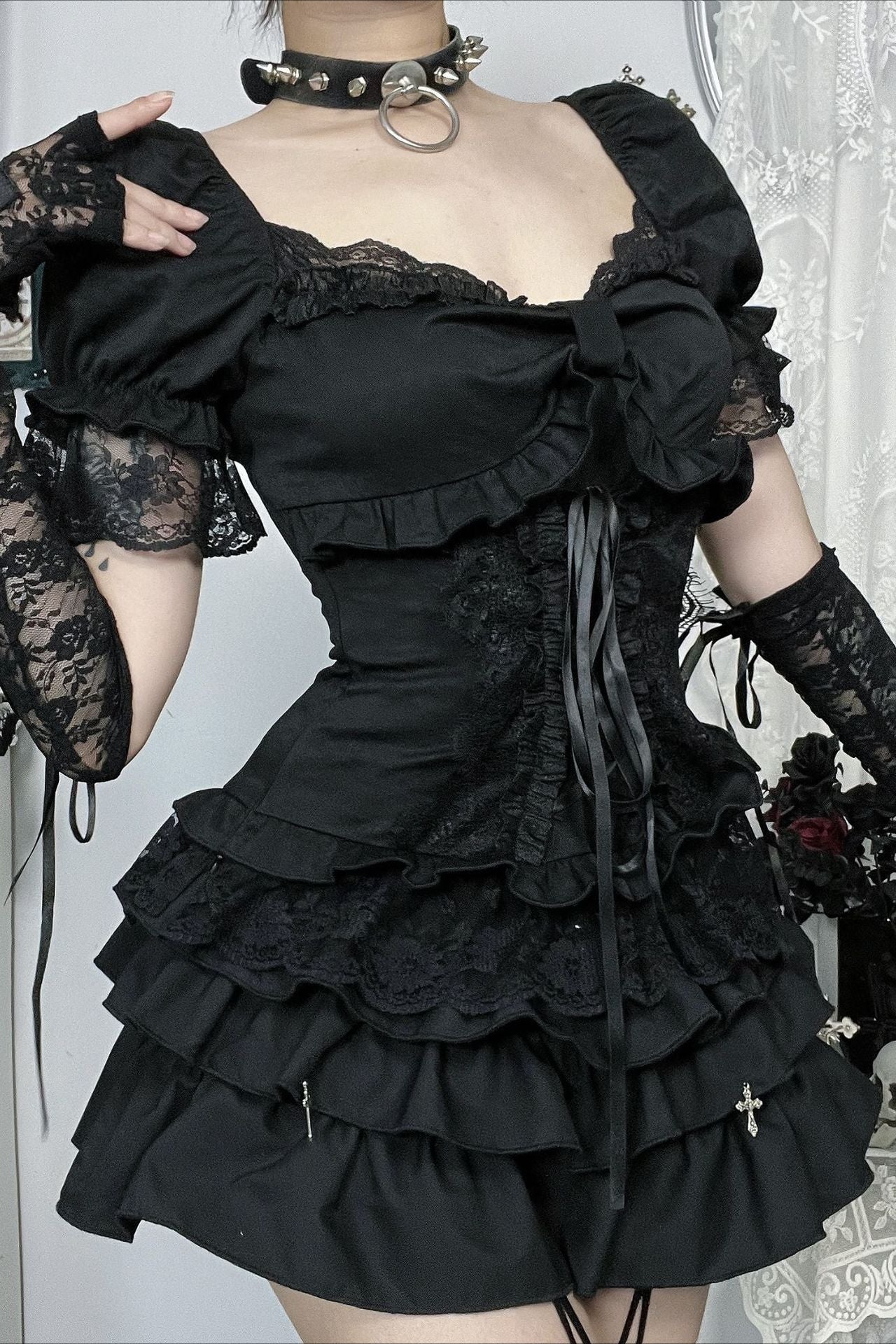 Dark Gothic Strap Detail Blouse