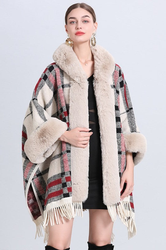 Plus Size Wool Cape Coat with Hood for Elegant Warmth
