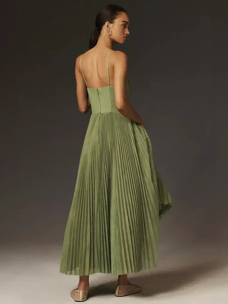 Bustier Pleated Tulle Fit & Flare Midi Dress - View 2