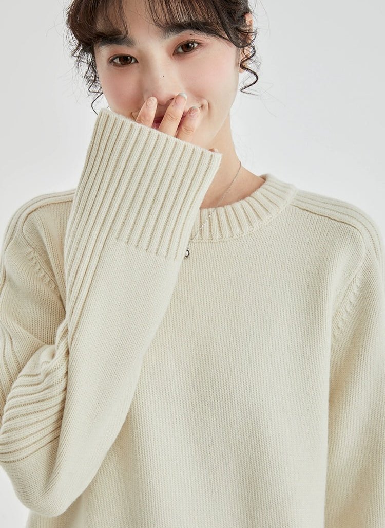 Drop Shoulders Ribbed Crewneck Sweater 5
