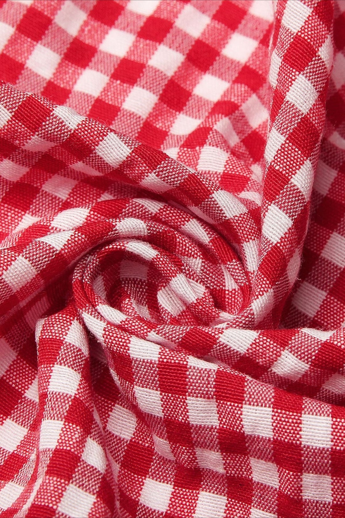 Gingham V-Neck Button Crop Blouse