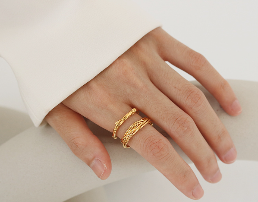 Simple Metal Line Winding Bracelet Niche Normcore Bag Design Sense Twin Open Ring  Fashion